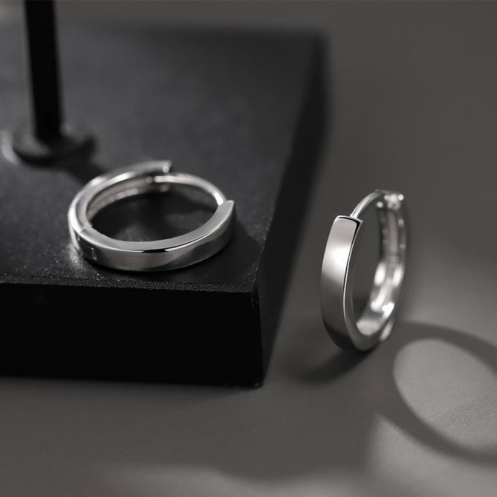 925 Silver Plated Small Hoop Earrings for Men Women,Silver Hoop Earrings - Picture 2 of 5